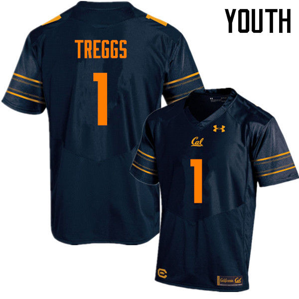Youth #1 Bryce Treggs Cal Bears (California Golden Bears College) Football Jerseys Sale-Navy